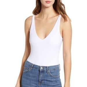 Leith White V Cut Tank Top Body Suit